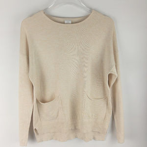 Zara Knitwear Off White Crew Neck Sweater